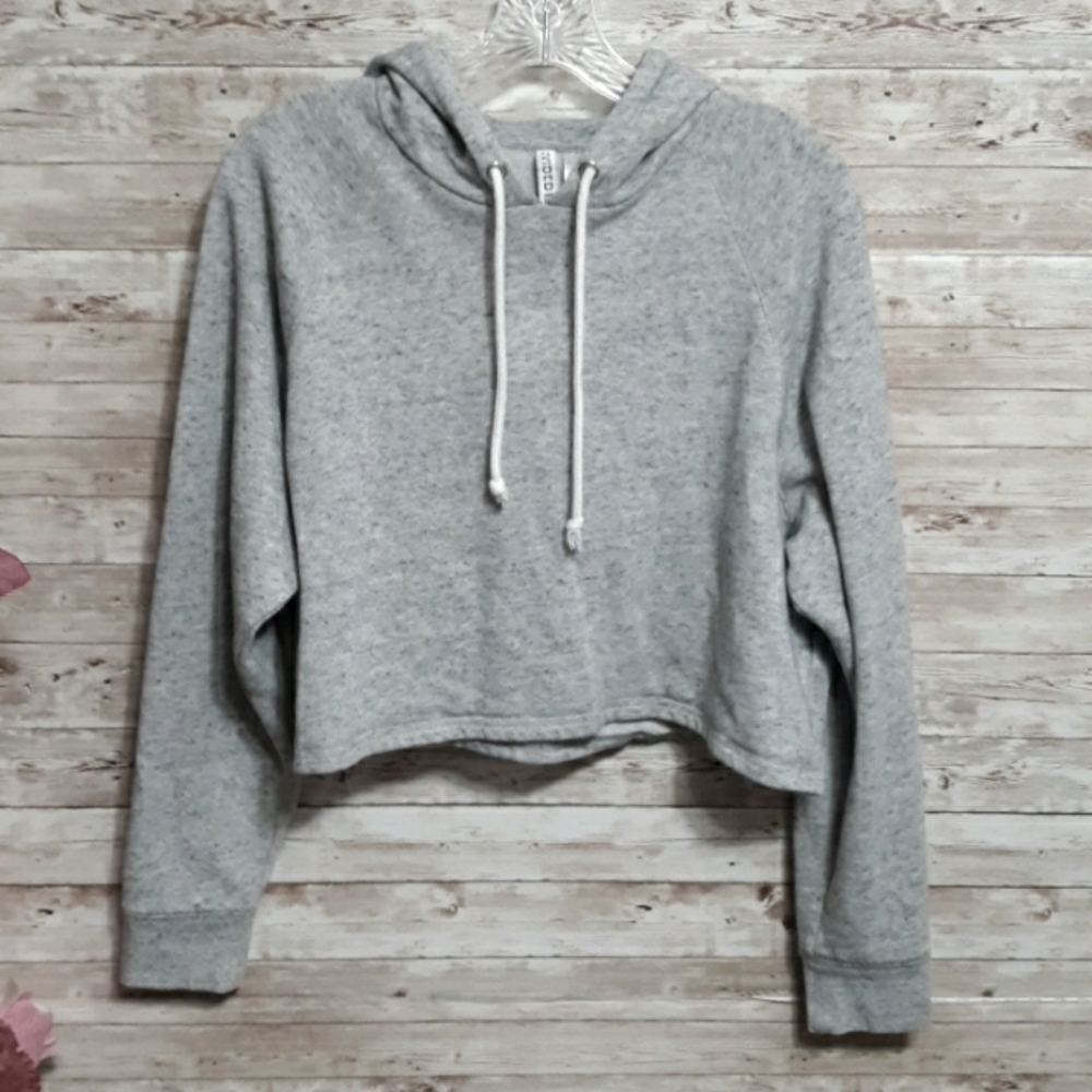 Divided H&M Basic size L Gray/speckled-look cropped hoodie